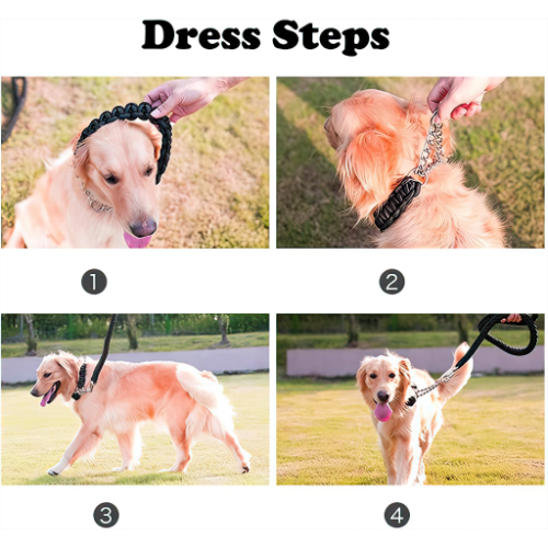 Heavy Duty Pet Leash with collar with smart Opening For Large Breed