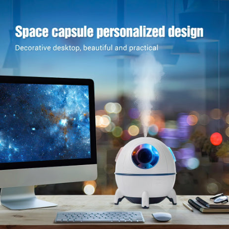 Spaceship Shape Astronaut Humidifier With Night Light and Openable Hatch