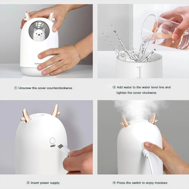 Cat Shape Humidifier Usb Chargeable cute Desk Aromatic Humidifier with Nightlight