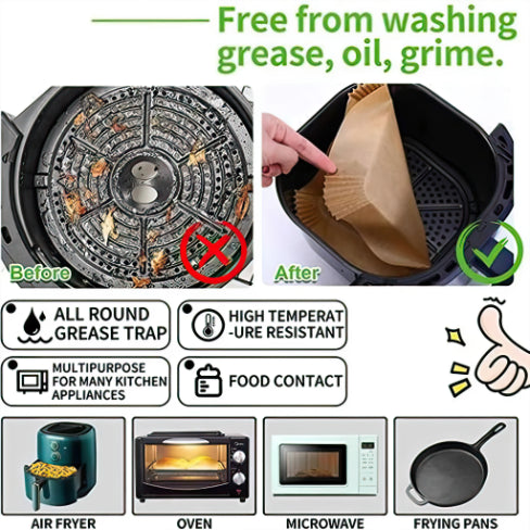 Disposable Air fryer Liner 10 Inch Square (Pack of 4)
