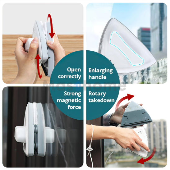 Magnetic Glass Cleaner for High Rise Building Dual Zone Cleaning
