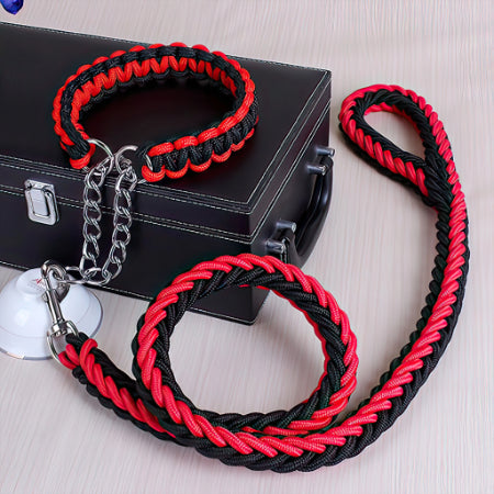 Heavy Duty Pet Leash with collar with smart Opening For Large Breed