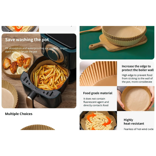 Disposable Air fryer Liner 10 Inch Round (50pcs Pack of 4)