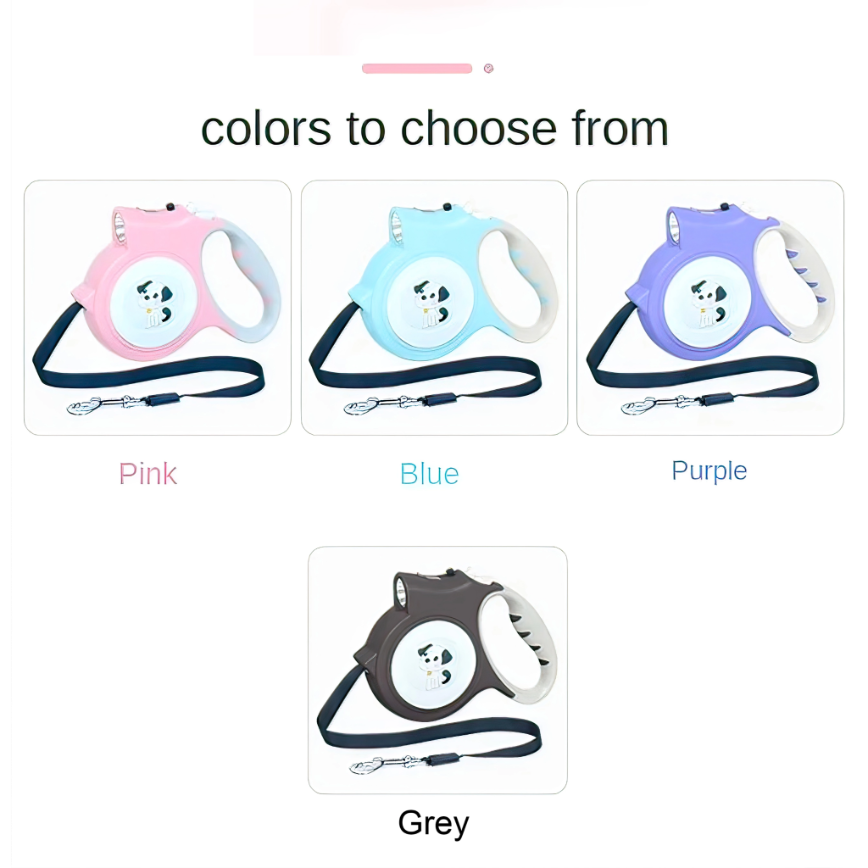 Retractable Pet Leash With Night Torch Light for Small to Medium Breed Dogs