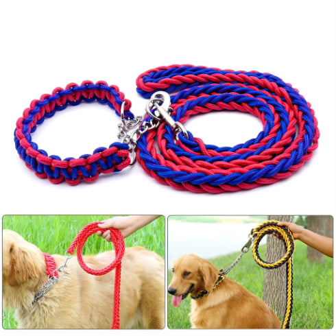 Heavy Duty Pet Leash with collar with smart Opening For Large Breed
