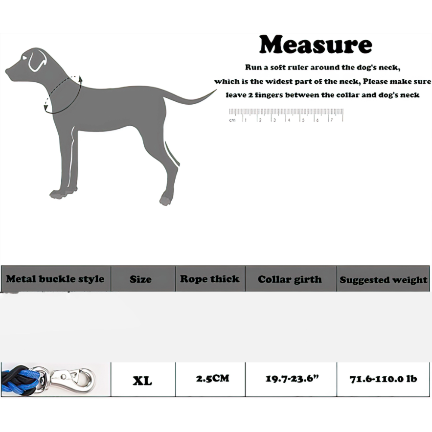 Heavy Duty Pet Leash with collar with smart Opening For Large Breed