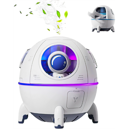 Spaceship Shape Astronaut Humidifier With Night Light and Openable Hatch